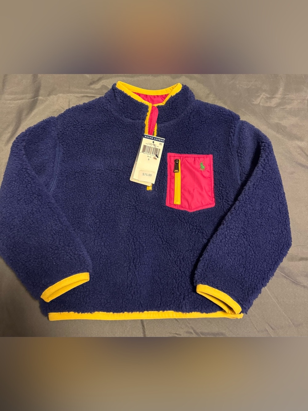 Polo Ralph Lauren Size 5 Faux-Shearling Quarter-Zip Pullover Kids